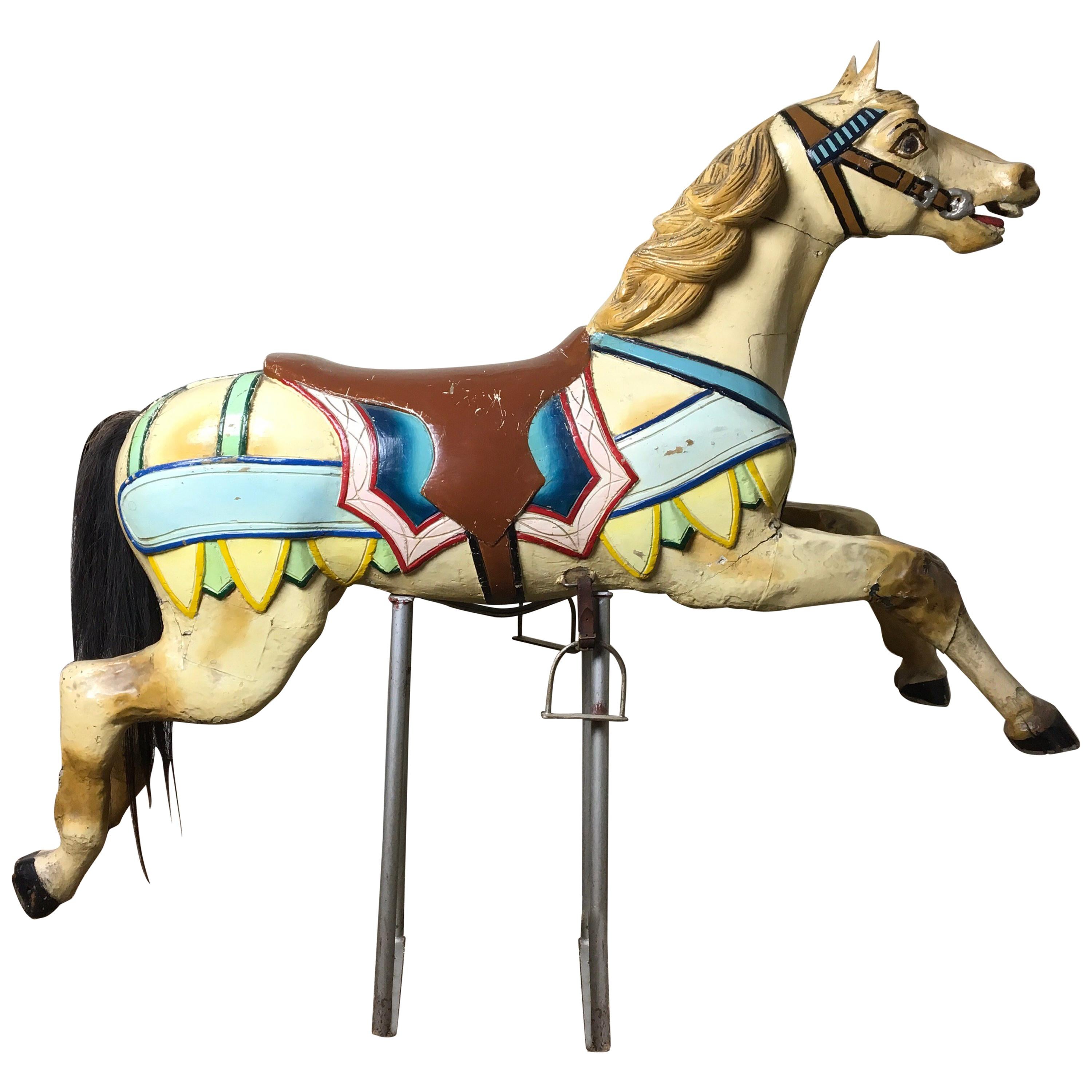 J. Hübner Carved Wood Carousel Horse,  Early 20th Century, Germany
