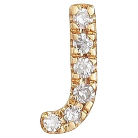0.03ct Diamond J Initial 14K Yellow Gold Letter Stud Earrings