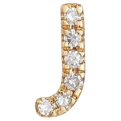 J Initial 14K (or 18k upon request) Yellow Gold Diamond Letter Stud Earrings
