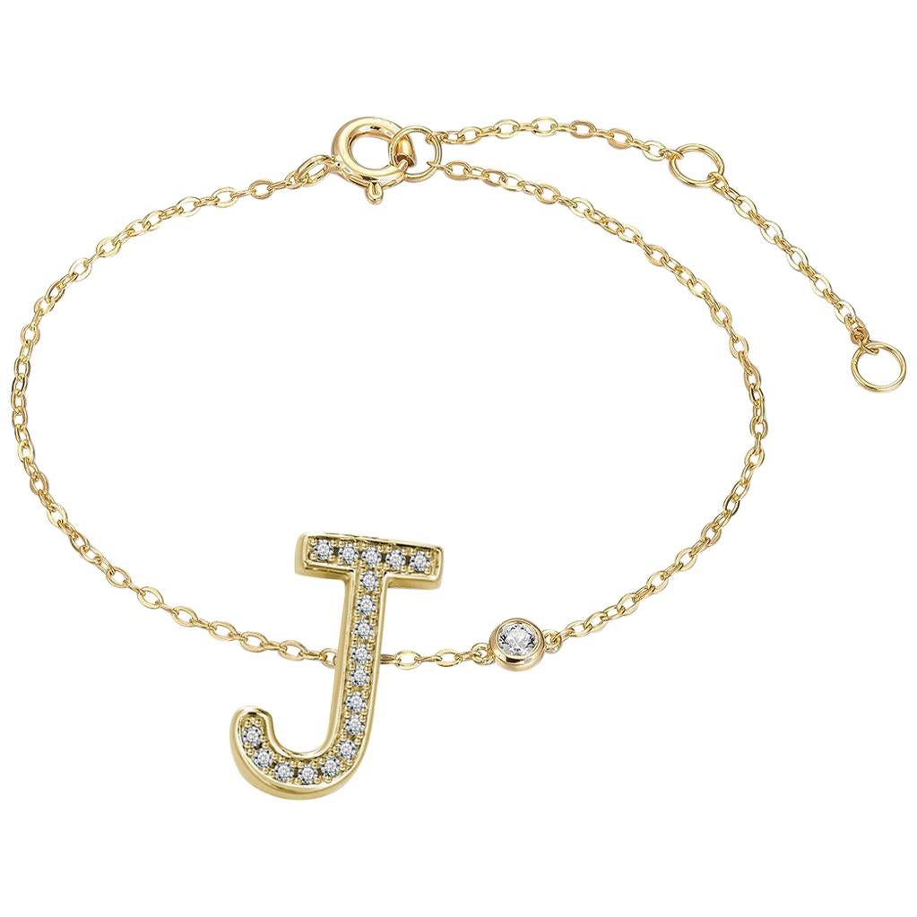 J Initial Bezel Chain Anklet For Sale