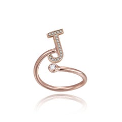 J Initial Bezel Wire Ring