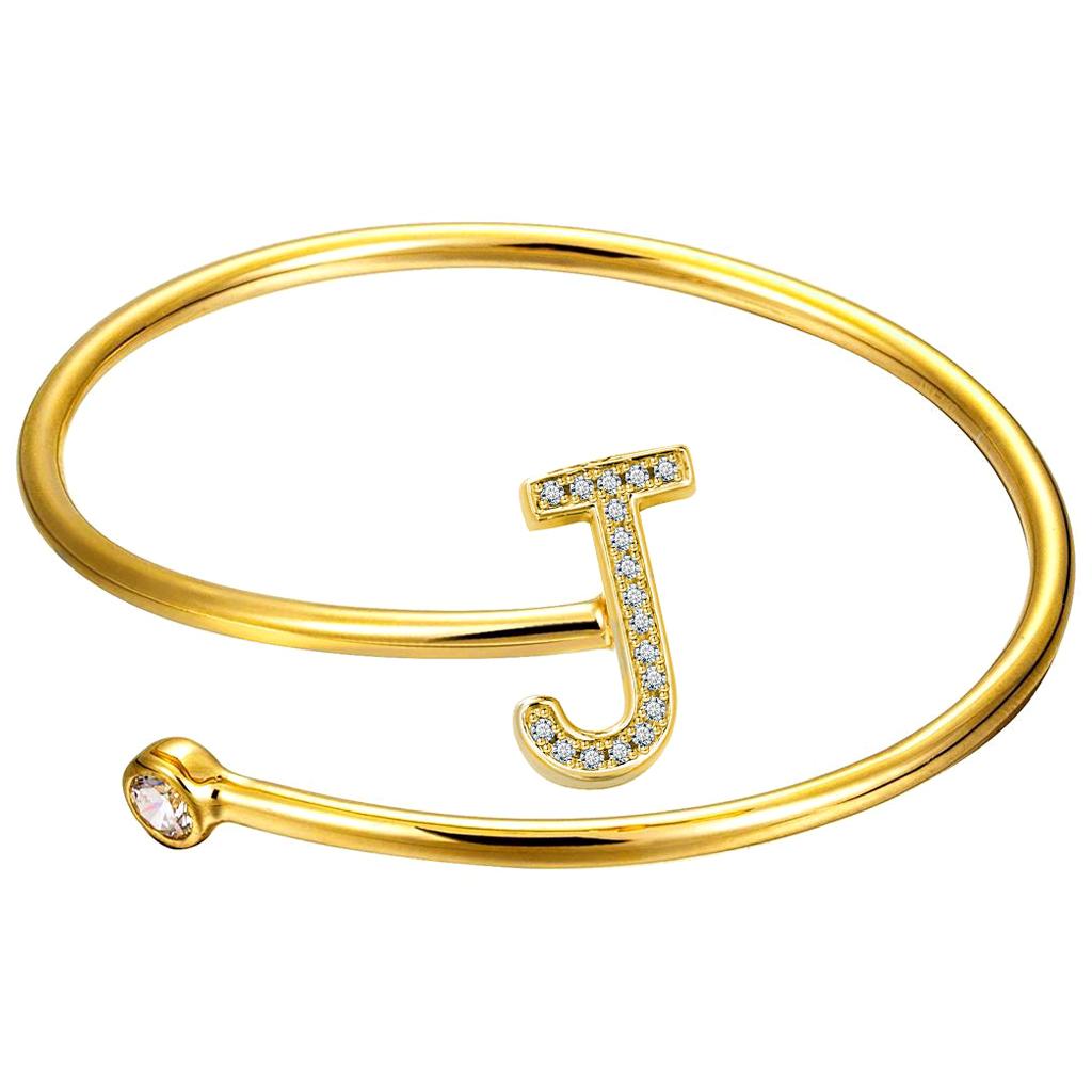 J Initial Wire Bezel Cuff For Sale
