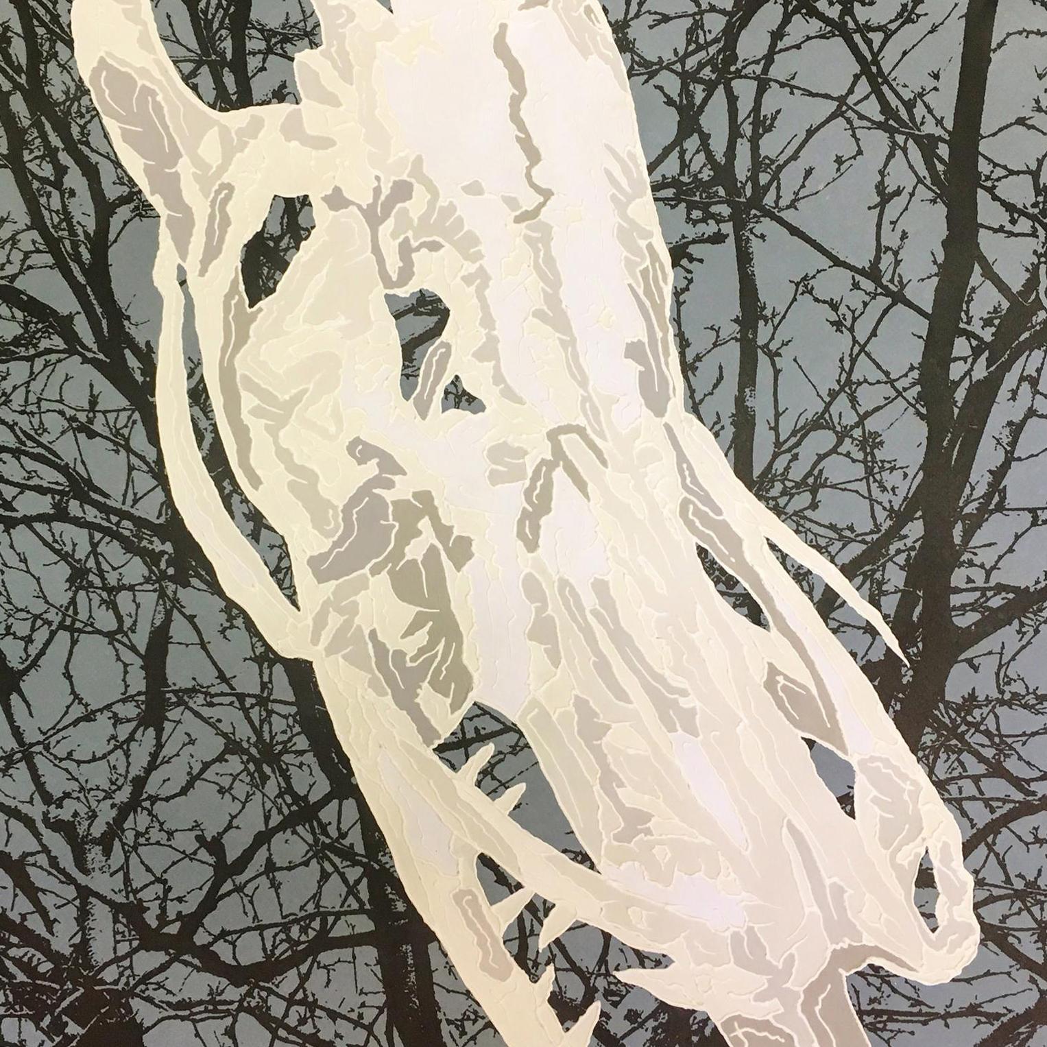 J Ivcevich, Trail Natural History (Blue Grey Gator), mixed media on paper, 2018 - Abstract Mixed Media Art by J. Ivcevich