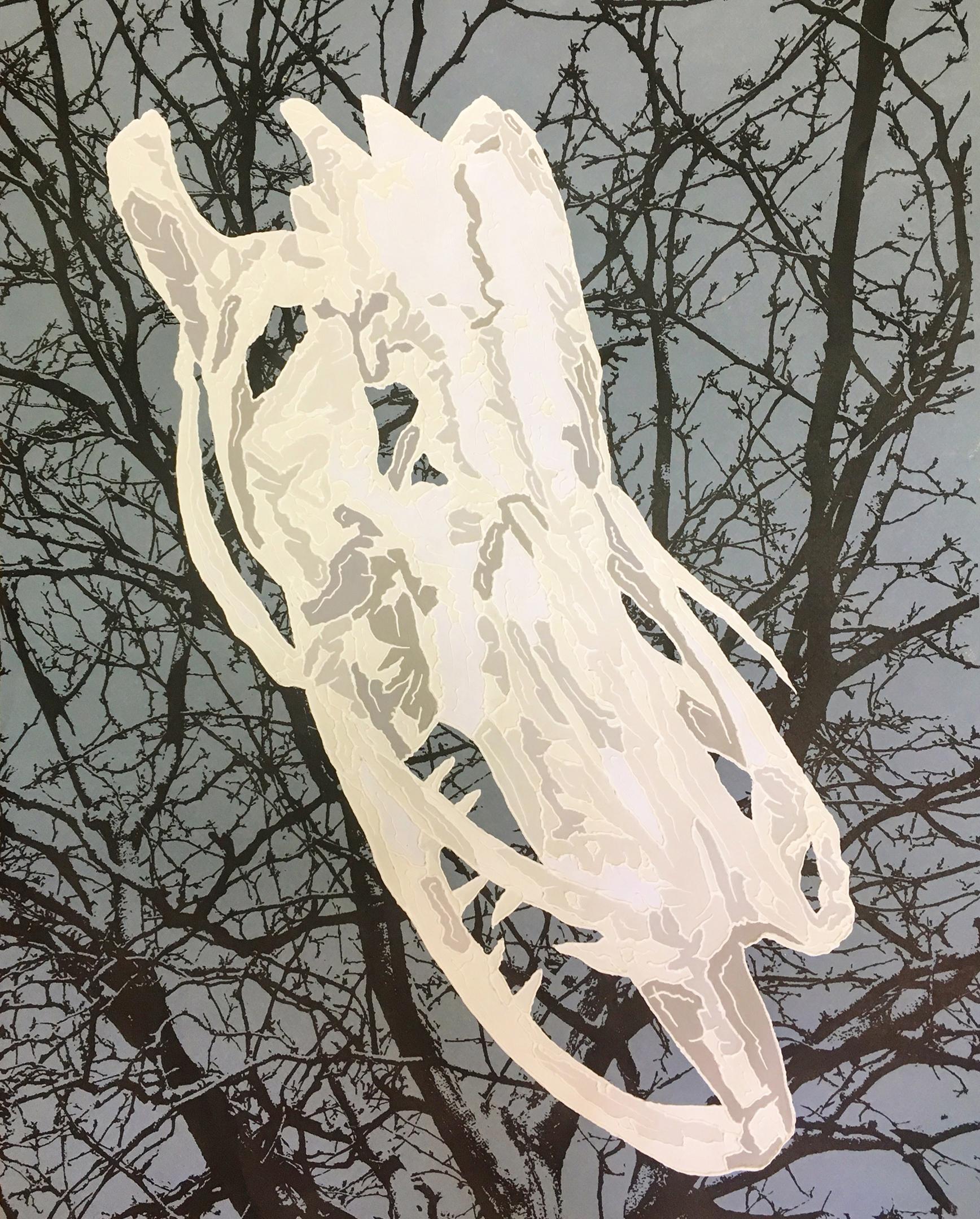 J Ivcevich, Trail Natural History (Blue Grey Gator), mixed media on paper, 2018 - Mixed Media Art by J. Ivcevich