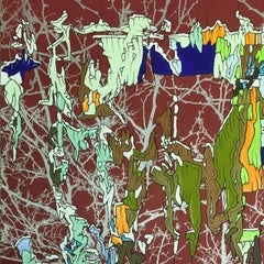 Trail Shred (Crimson), opera astratta a tecnica mista su carta, 2018