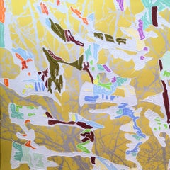 J Ivcevich, Trail Shred (Gold Spring), Abstract mixed media on paper, 2018