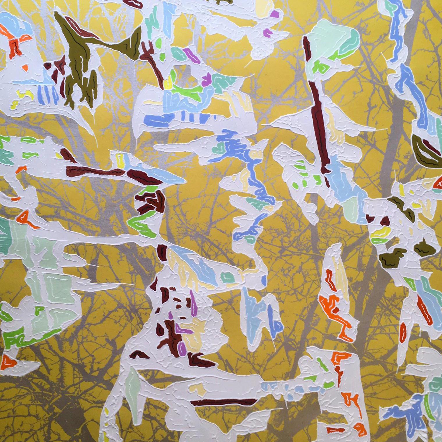 J Ivcevich, Trail Shred (Gold Spring), Abstract mixed media on paper, 2018 2