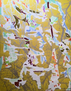 J Ivcevich, Trail Shred (Gold Spring), Abstract mixed media on paper, 2018