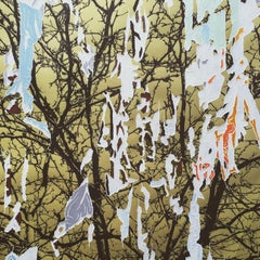 Trail Shred (Green Red), opera astratta a tecnica mista su carta, 2018