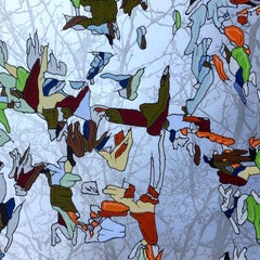 J Ivcevich, Trail Shred (Silver I), Abstract mixed media on paper, 2018