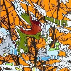 J. Ivcevich, Trail Shred (Sunset I), tecnica mista astratta su carta, 2018.