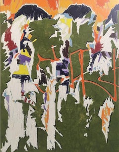 J Ivcevich J Ivcevich Untitled Spectrum Shred On Green Abstract Acrylic Painting 2017 For Sale At 1stdibs