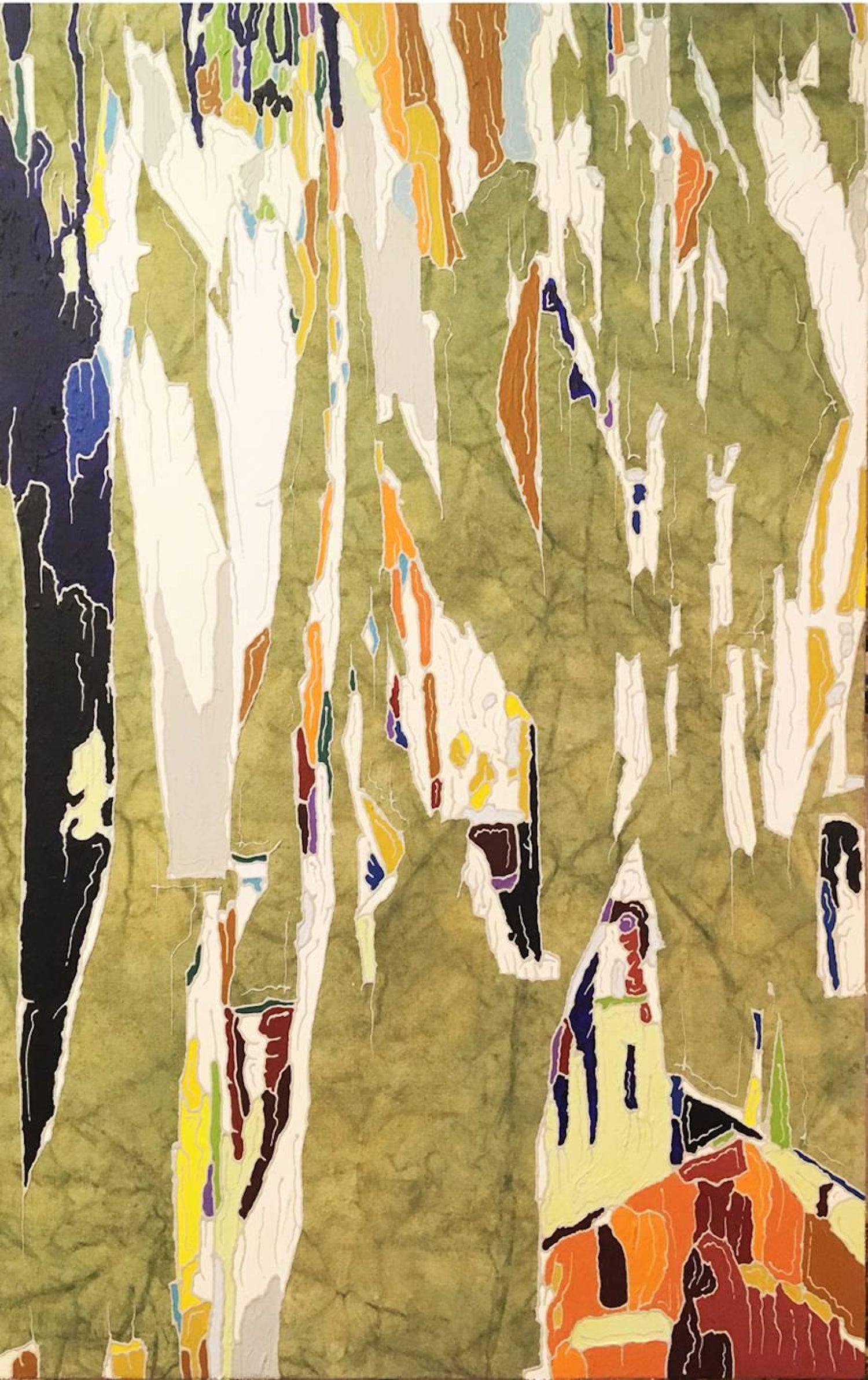 J Ivcevich J Ivcevich Untitled Spectrum Shred On Green Abstract Acrylic Painting 2017 For Sale At 1stdibs