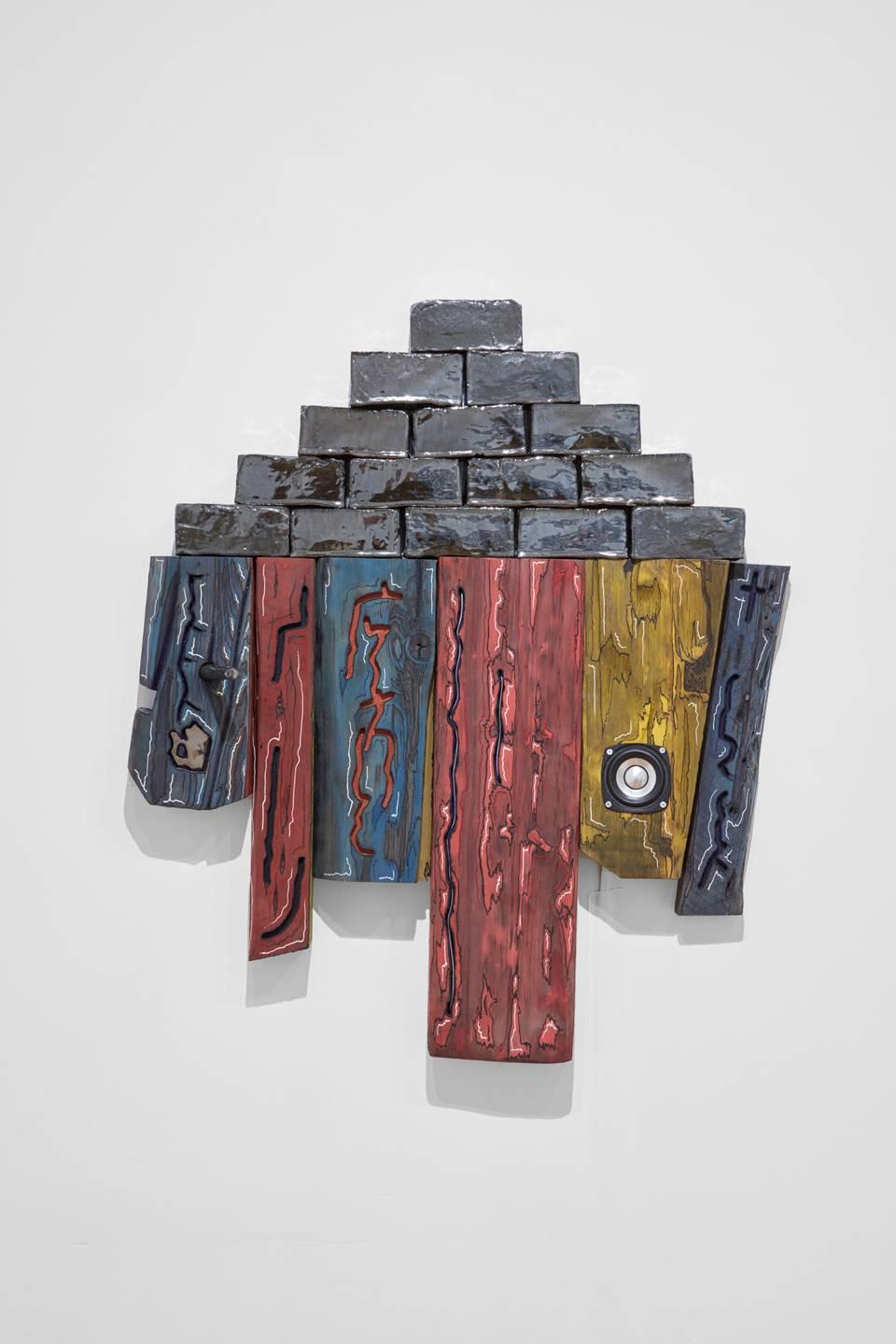 J. Ivcevich Abstract Sculpture - J Ivcevich, Untitled (Bricolage), Abstract wood, ceramic, and polymer sculpture