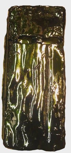 J Ivcevich, Excavated Soul (Silver Green Eyes 1), mixed media sculpture