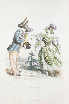 Chardon - Les Fleurs Animées Vol.I - Litografía de J.J. Grandville - 1847
