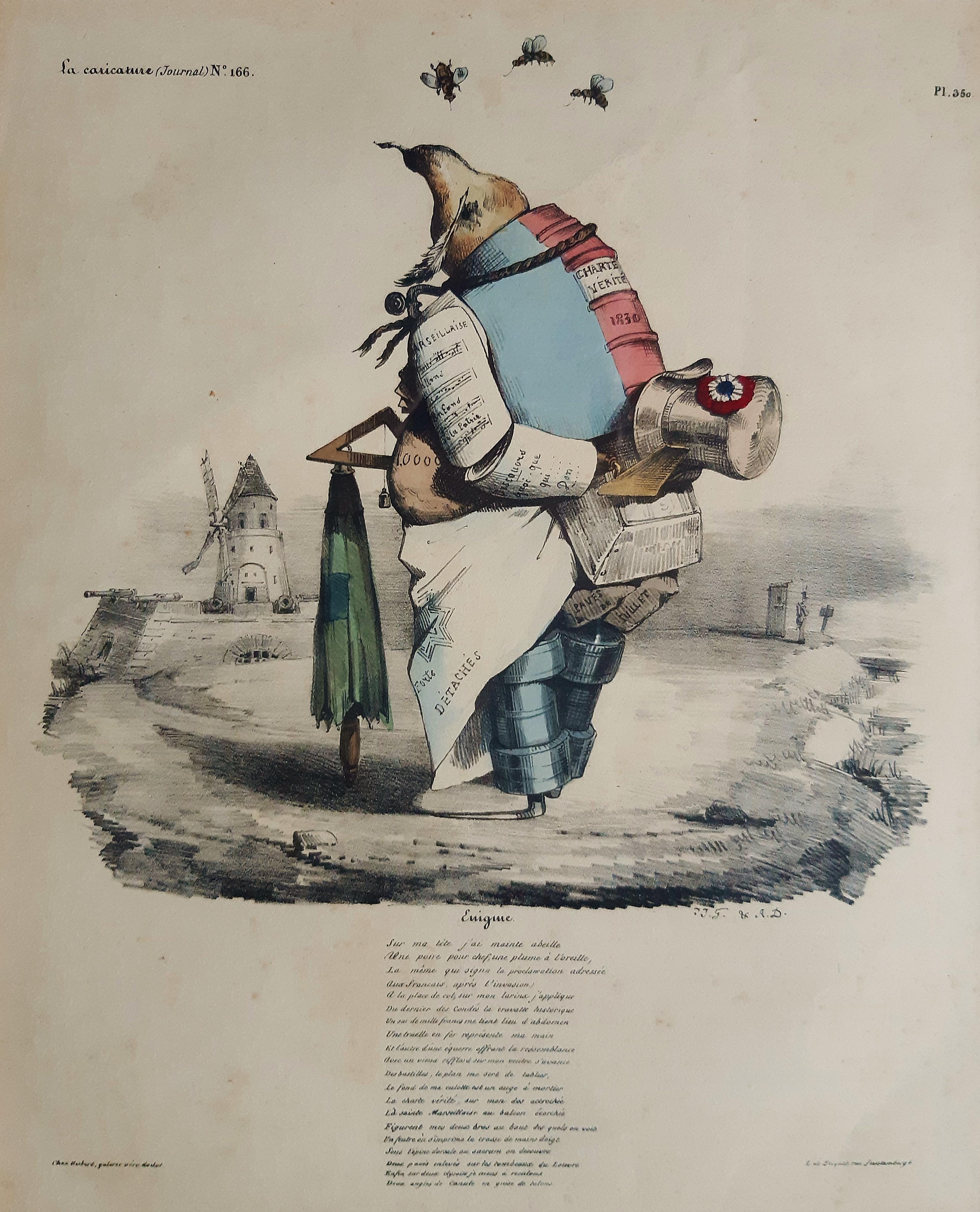 J. J. Grandville Figurative Print - Enigme - Lithograph by J.J. Grandville - 1835