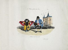 Antique Les Métamorphoses du Jour - Original Original Lithograph and Watercolor - 1830s