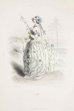 Lin - Les Fleurs Animées Vol.I - Lithograph by J.J. Grandville - 1847