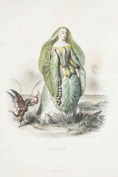 Nénuphar - Les Fleurs Animées Vol. I - Lithograph by J.J. Grandville - 1847