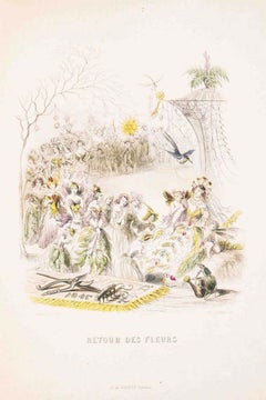 Retour des Fleurs - Les Fleurs Animées Vol. II - Litho de J.J. Grandville - 1847