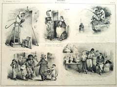 Singeries du monde entier   - Lithographie originale de J.J. Grandville - 1832