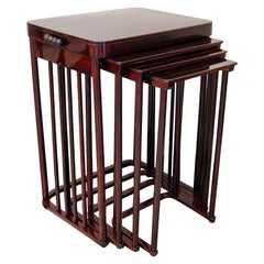 J & J Kohn Art Nouveau Set of Side Tables Josef Hoffmann Mahogany Stained 1900