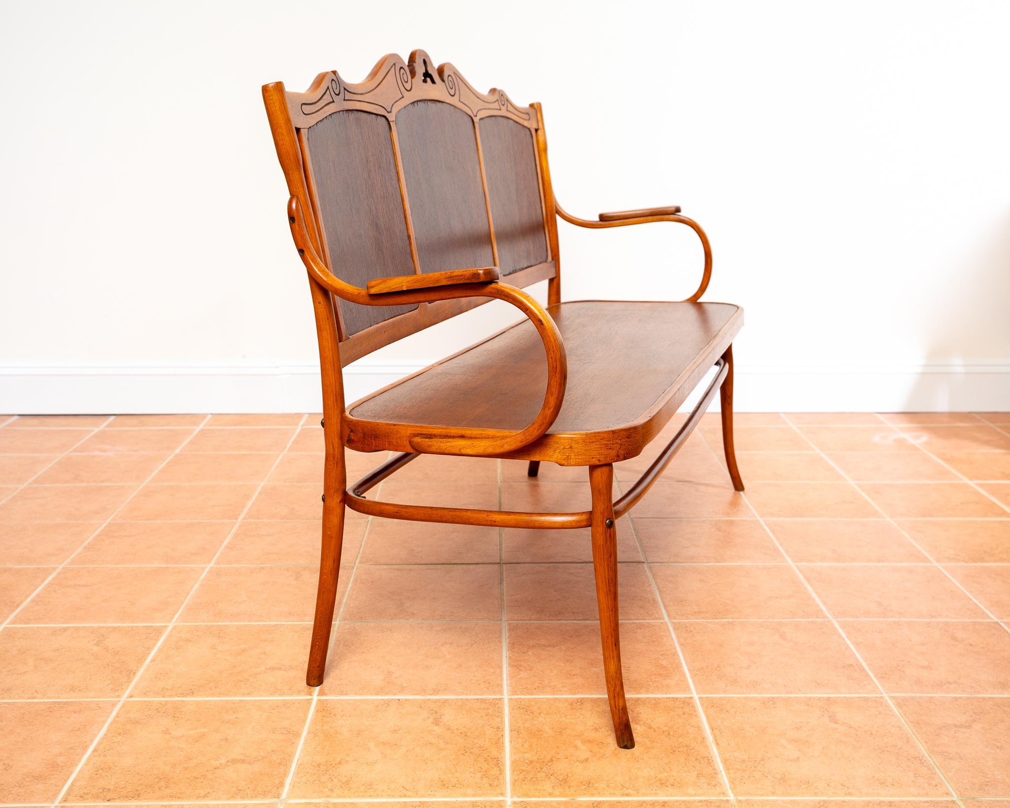 J & J Kohn Bench 1900 Vienna Secession Art Nouveau Bentwood Antique Thonet Style For Sale 5