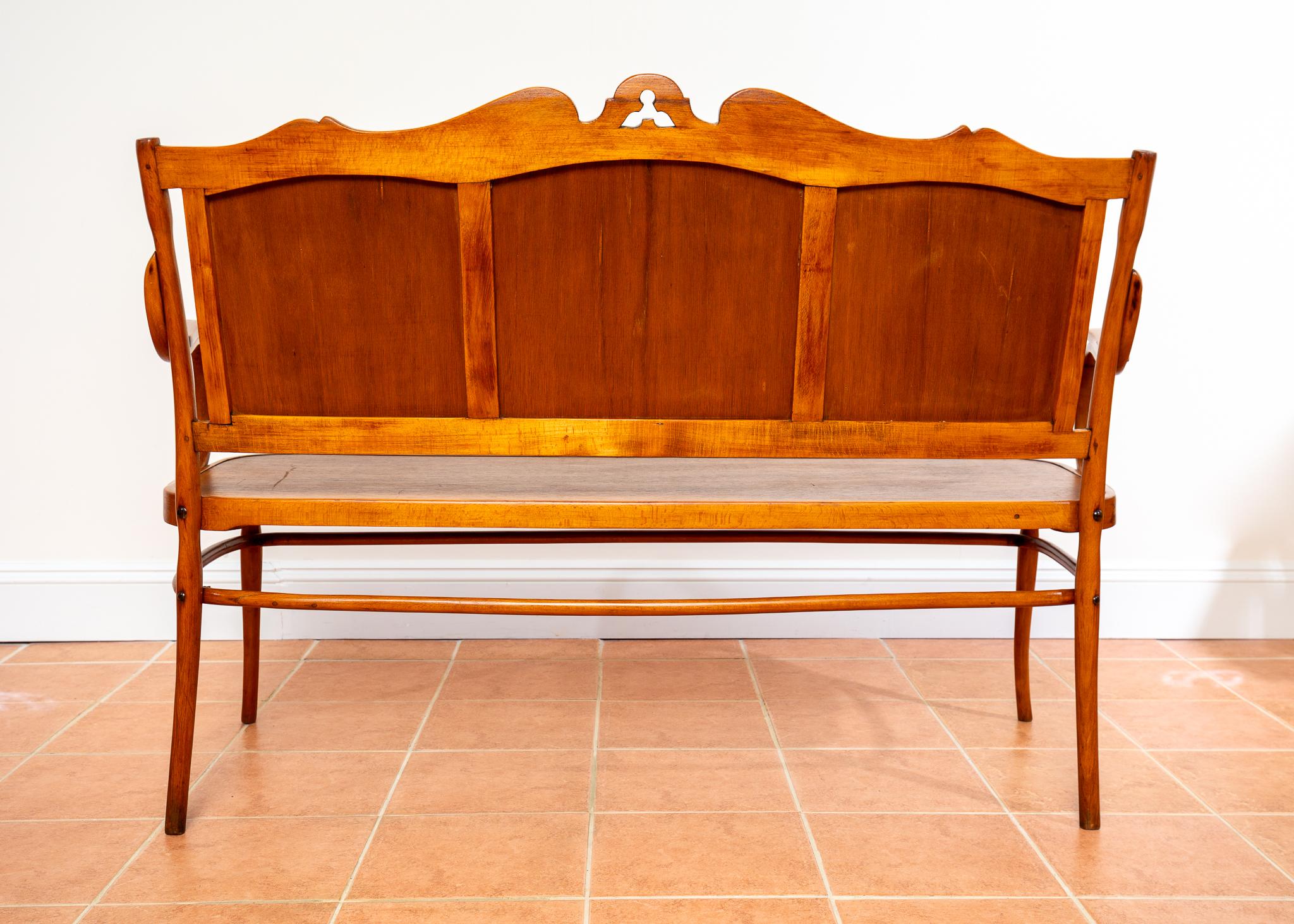 J & J Kohn Bench 1900 Vienna Secession Art Nouveau Bentwood Antique Thonet Style For Sale 7