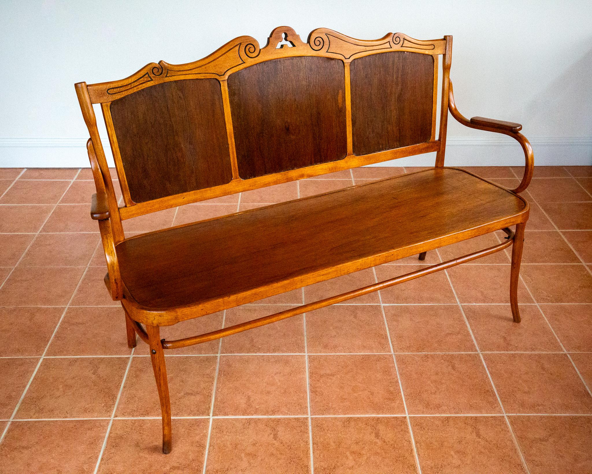 J & J Kohn Bench 1900 Vienna Secession Art Nouveau Bentwood Antique Thonet Style For Sale 8