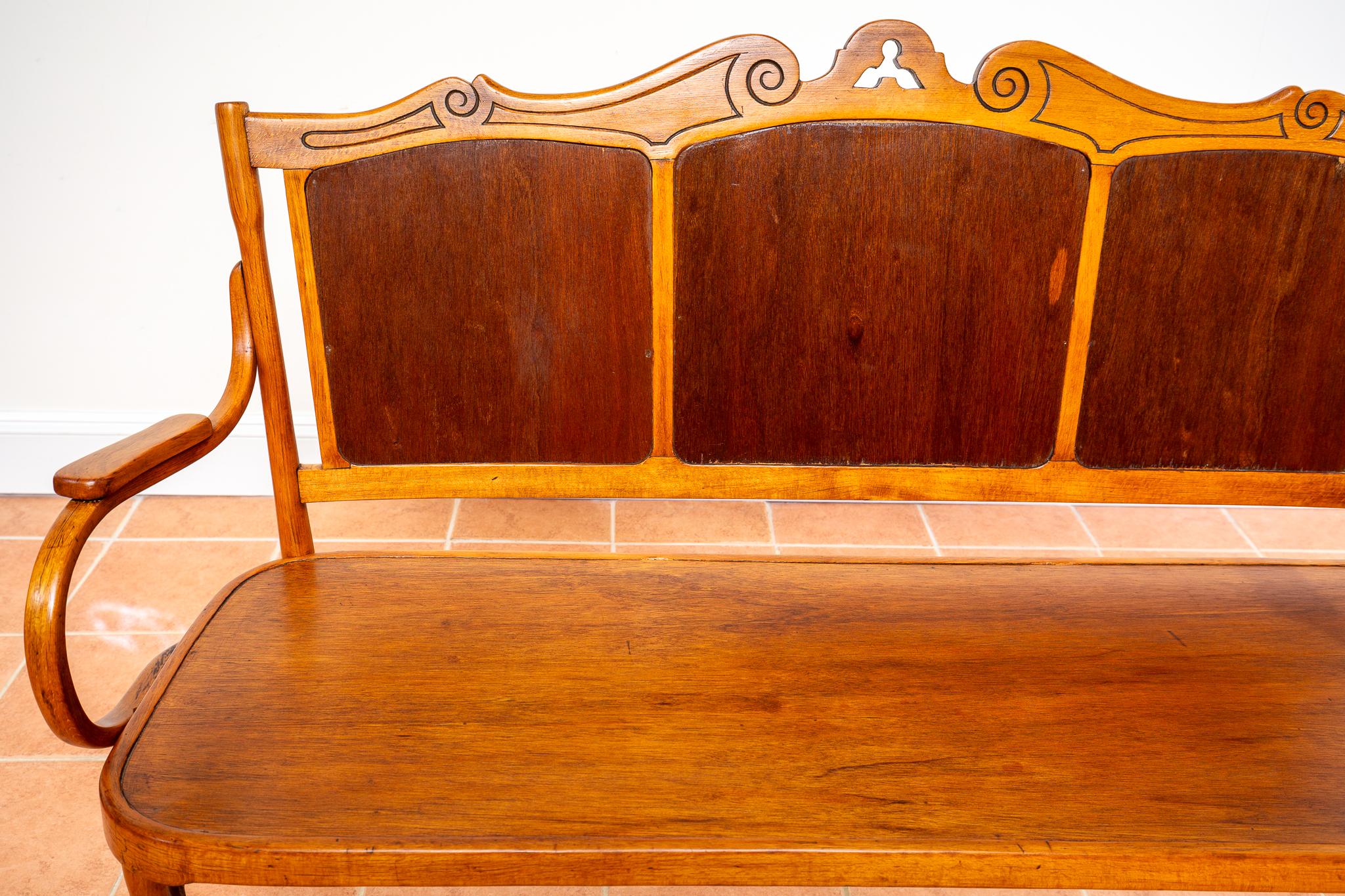 J & J Kohn Bench 1900 Vienna Secession Art Nouveau Bentwood Antique Thonet Style For Sale 10