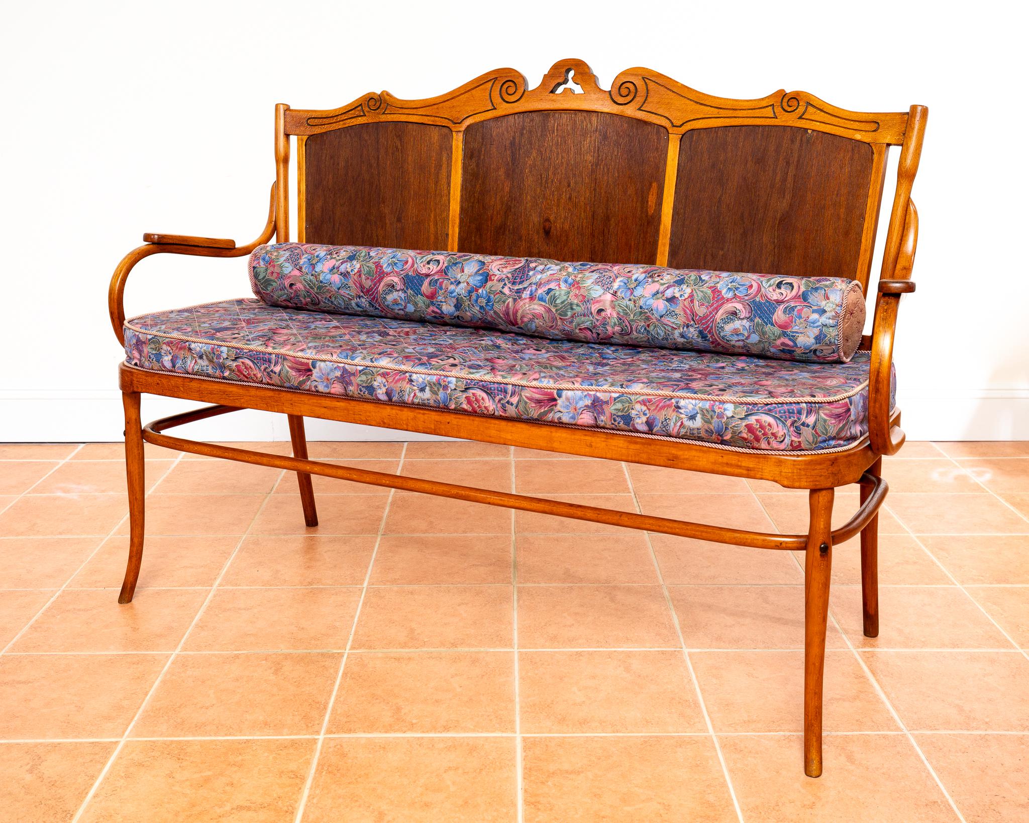 J & J Kohn Bench 1900 Vienna Secession Art Nouveau Bentwood Antique Thonet Style For Sale 2