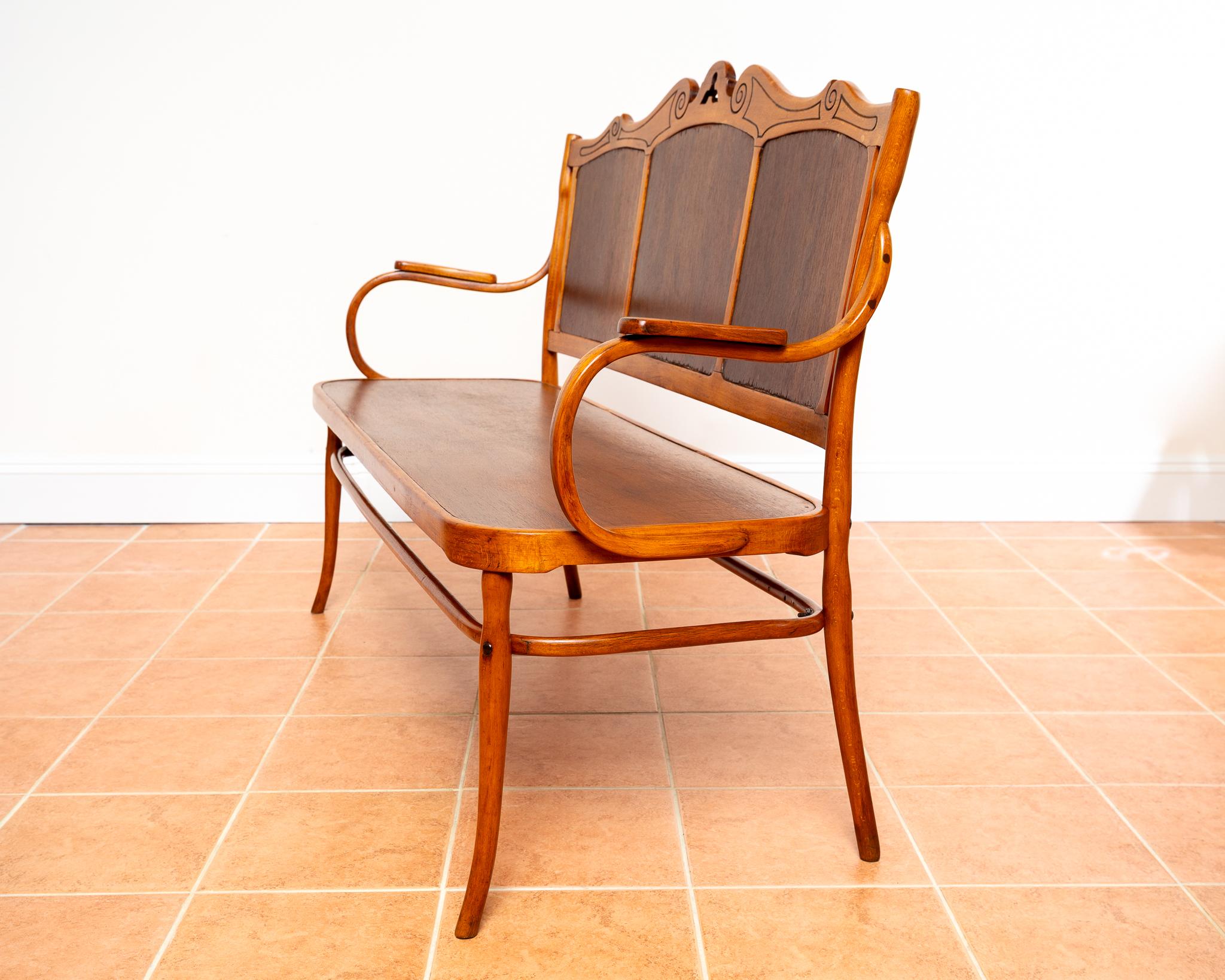 J & J Kohn Bench 1900 Vienna Secession Art Nouveau Bentwood Antique Thonet Style For Sale 4