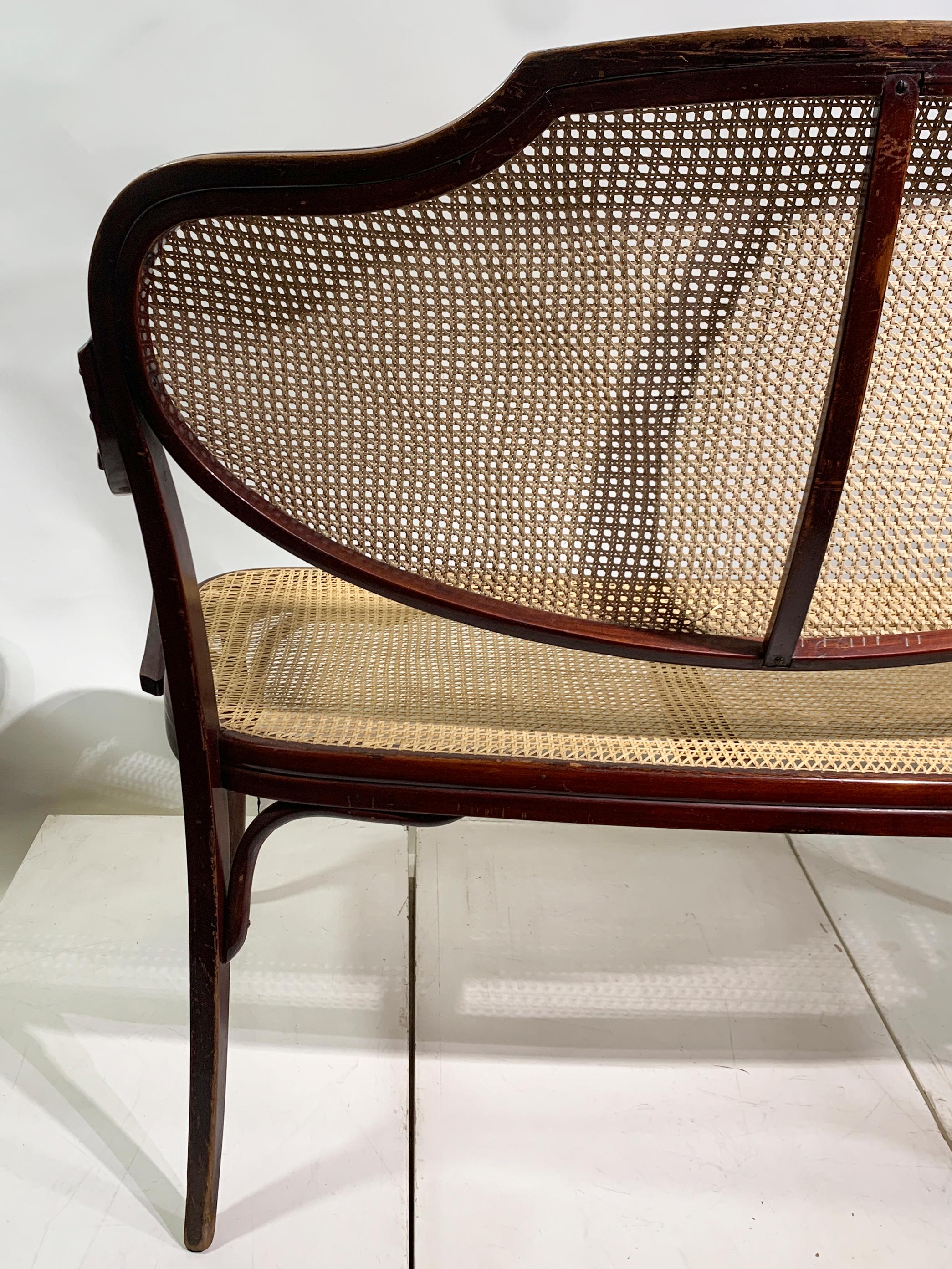 J. & J. Kohn Bentwood and Cane Bench, with Label, Austria, Circa 1900 For Sale 6