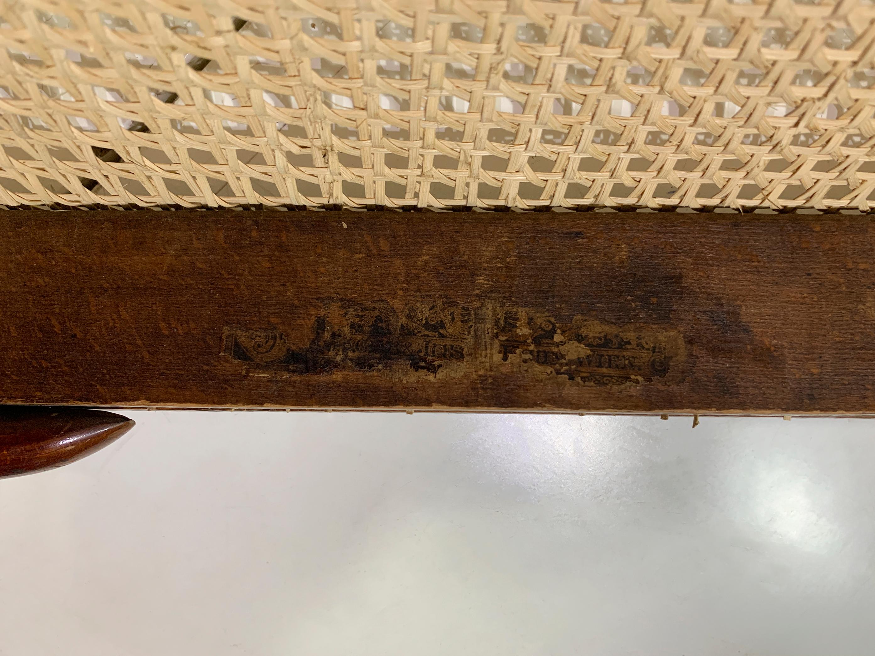 J. & J. Kohn Bentwood and Cane Bench, with Label, Austria, Circa 1900 For Sale 7