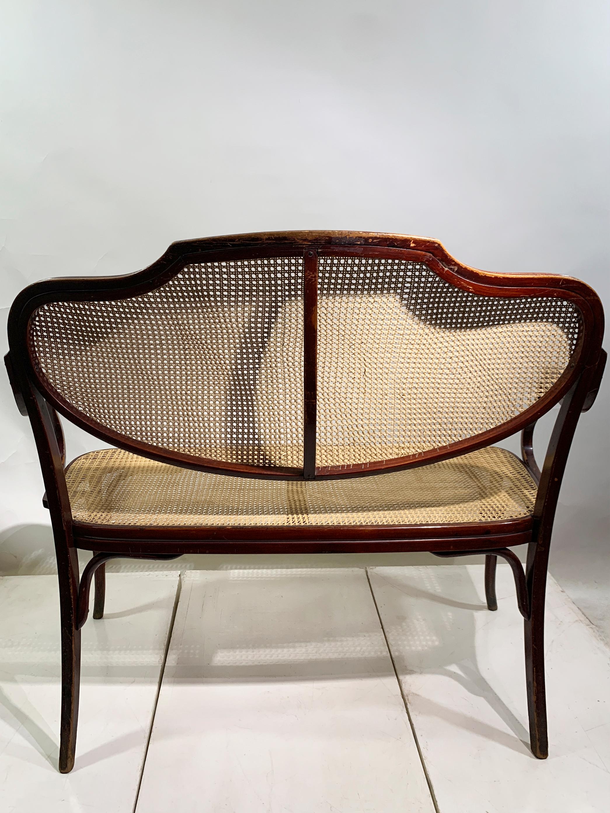 J. & J. Kohn Bentwood and Cane Bench, with Label, Austria, Circa 1900 For Sale 9