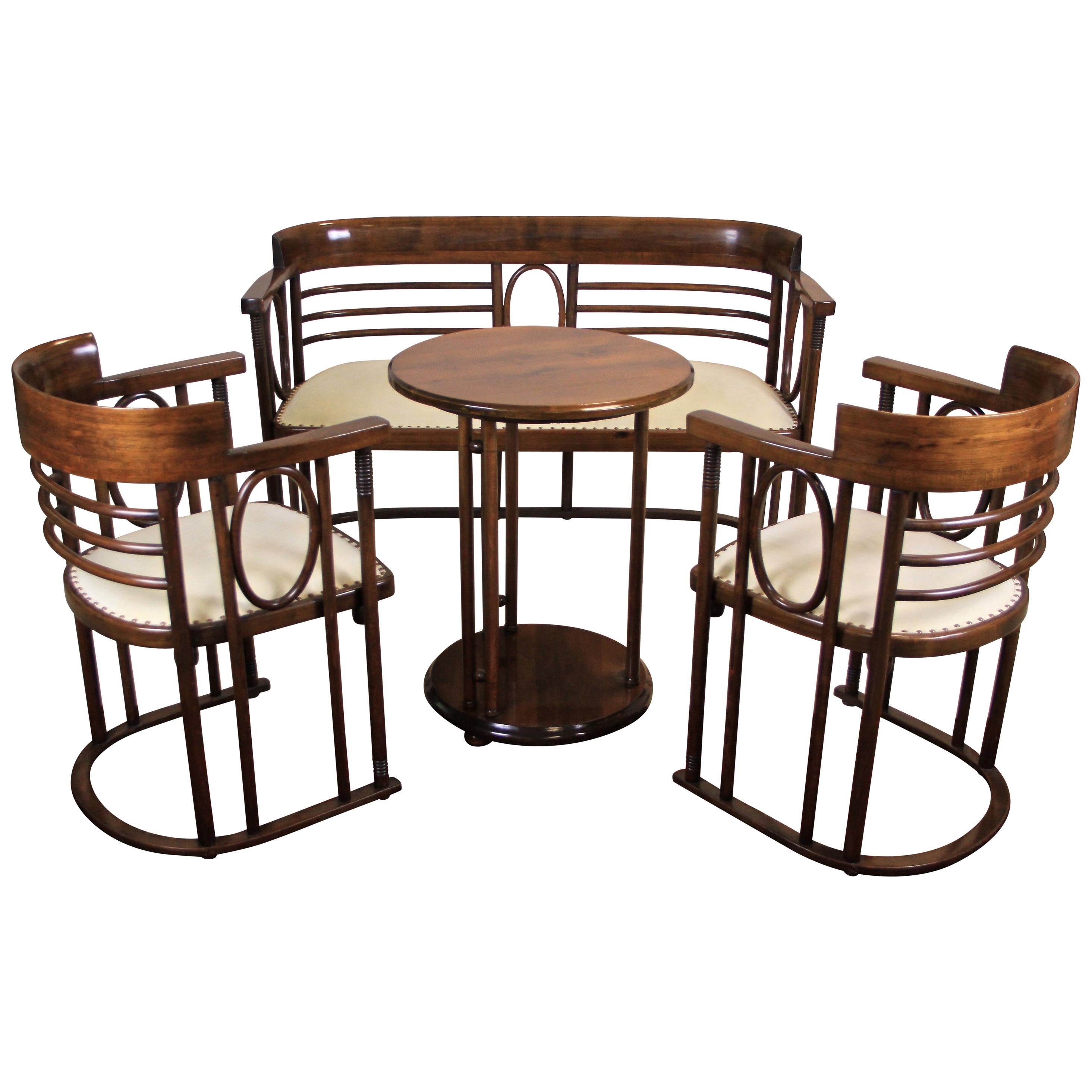 J & J Kohn Bentwood Salon Suite Design Josef Hoffmann, Austria, circa 1910