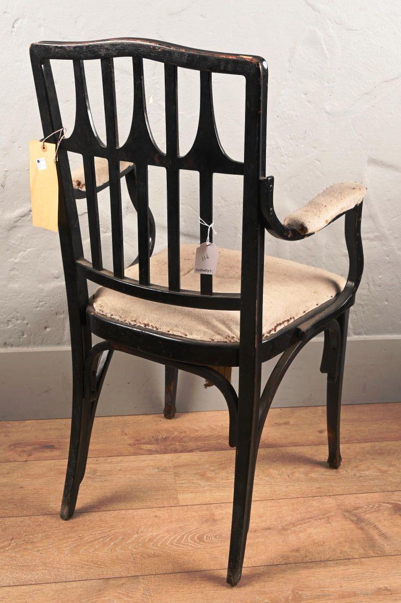 J & J kohn , blackened wooden armchair, openwork backrest, circa 1880 In Good Condition For Sale In Mouscron, WHT