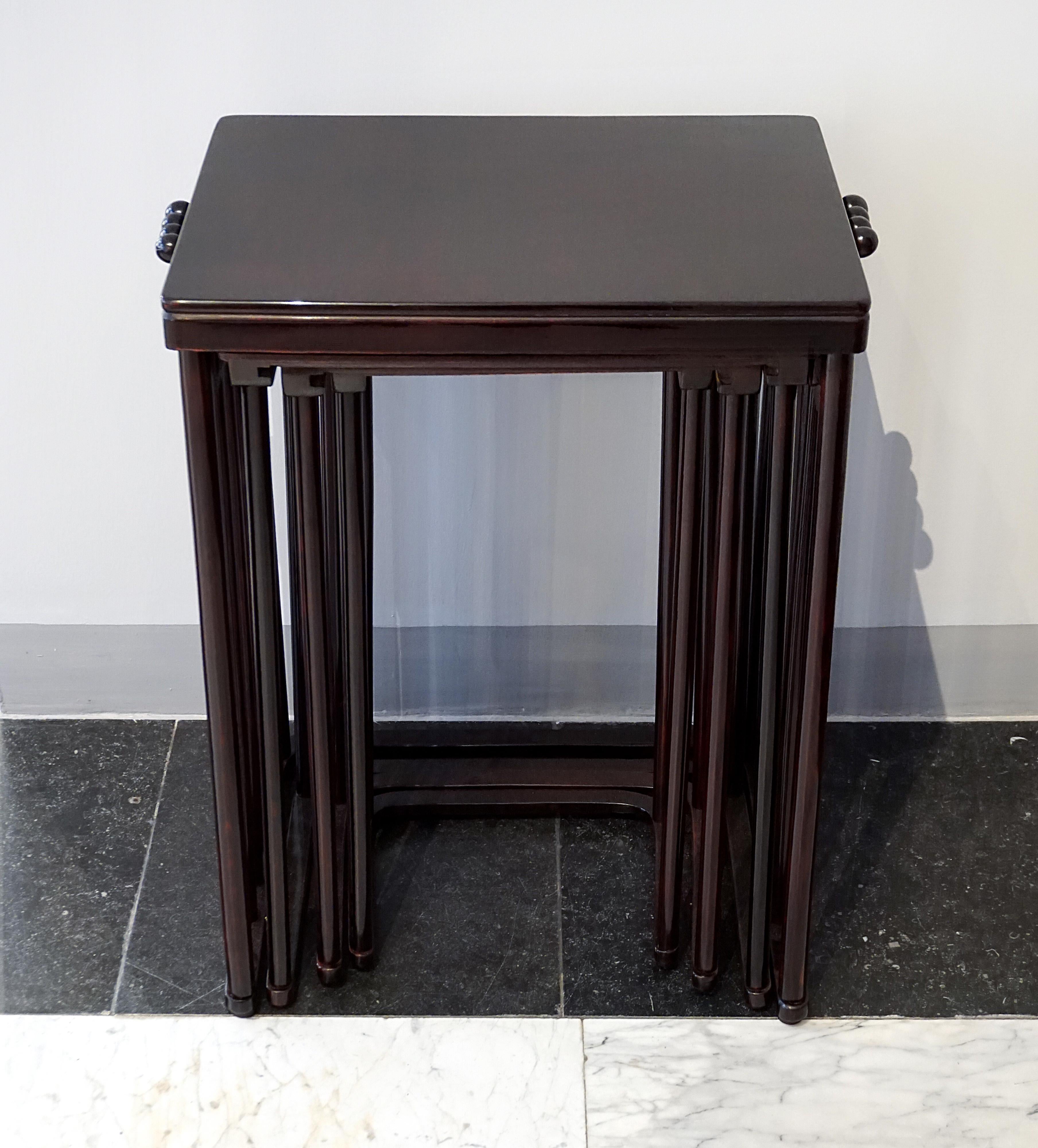 Early 20th Century J & J Kohn Set Of 4 Nesting Art Nouveau Side Tables, Josef Hoffmann, Circa 1906 For Sale