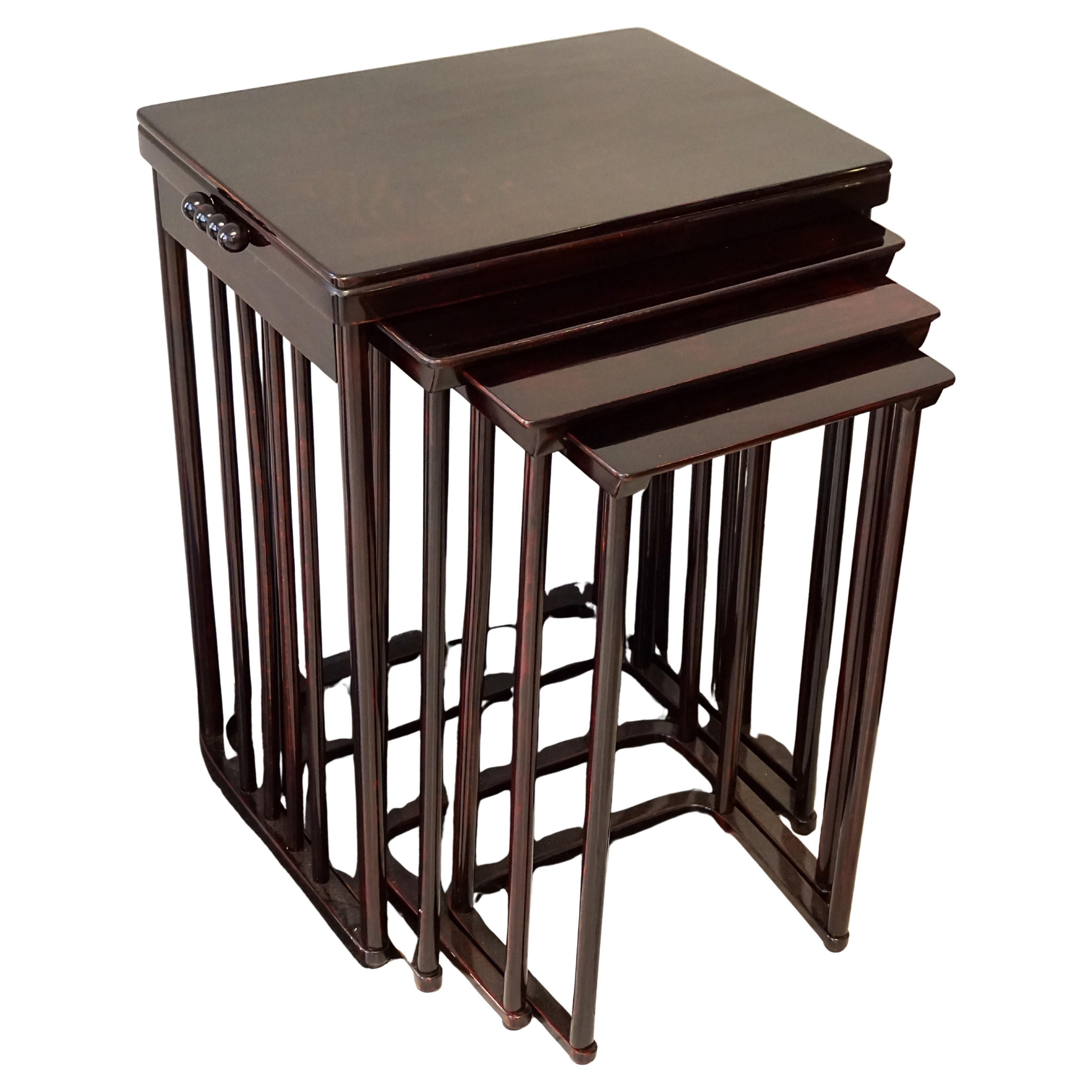 J 
J Kohn Set Of 4 Nesting Art Nouveau Side Tables, Josef Hoffmann, Circa 1906 For Sale