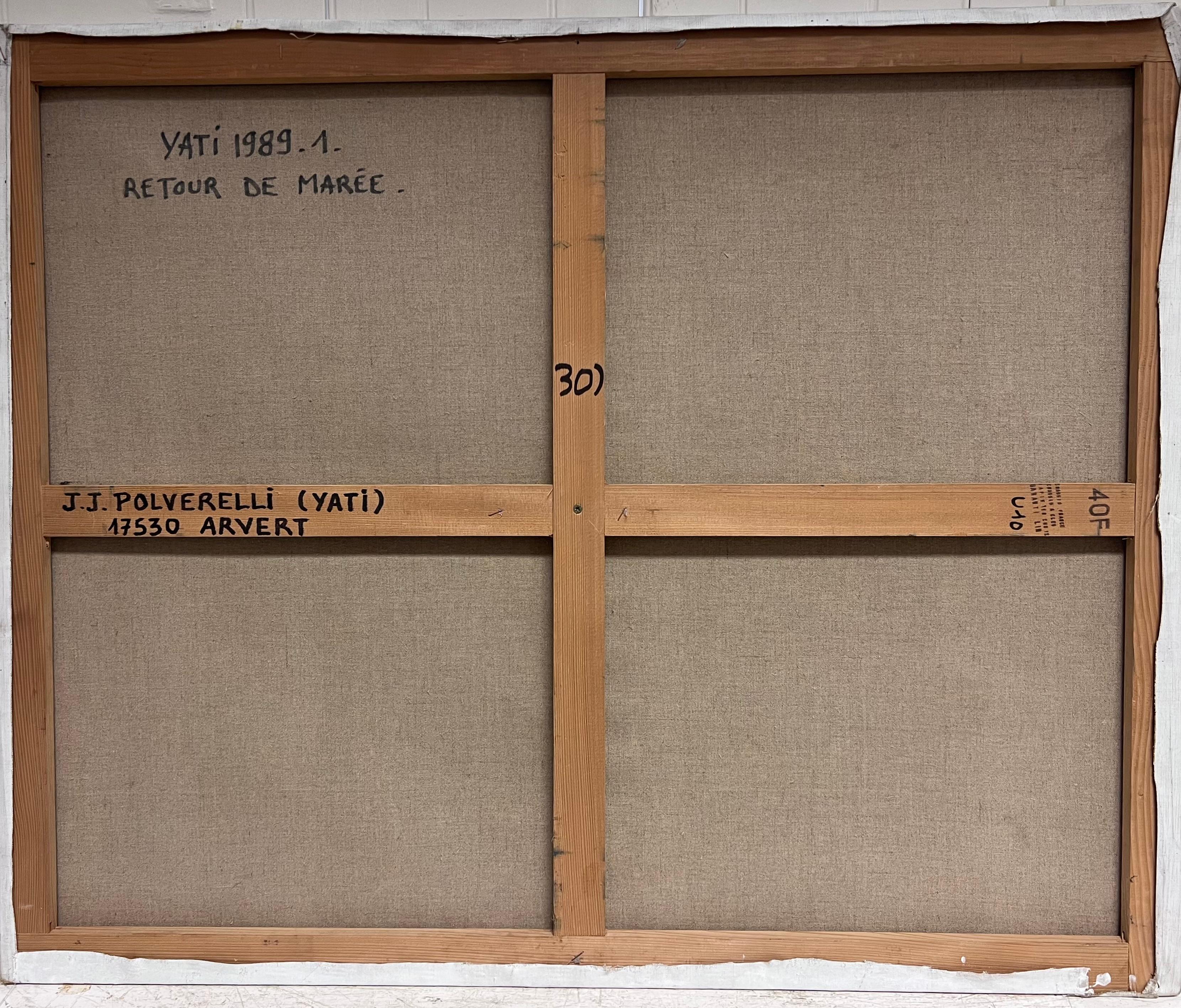 Enorme dipinto ad olio firmato dal modernista francese Figure fuori città di notte in vendita 6