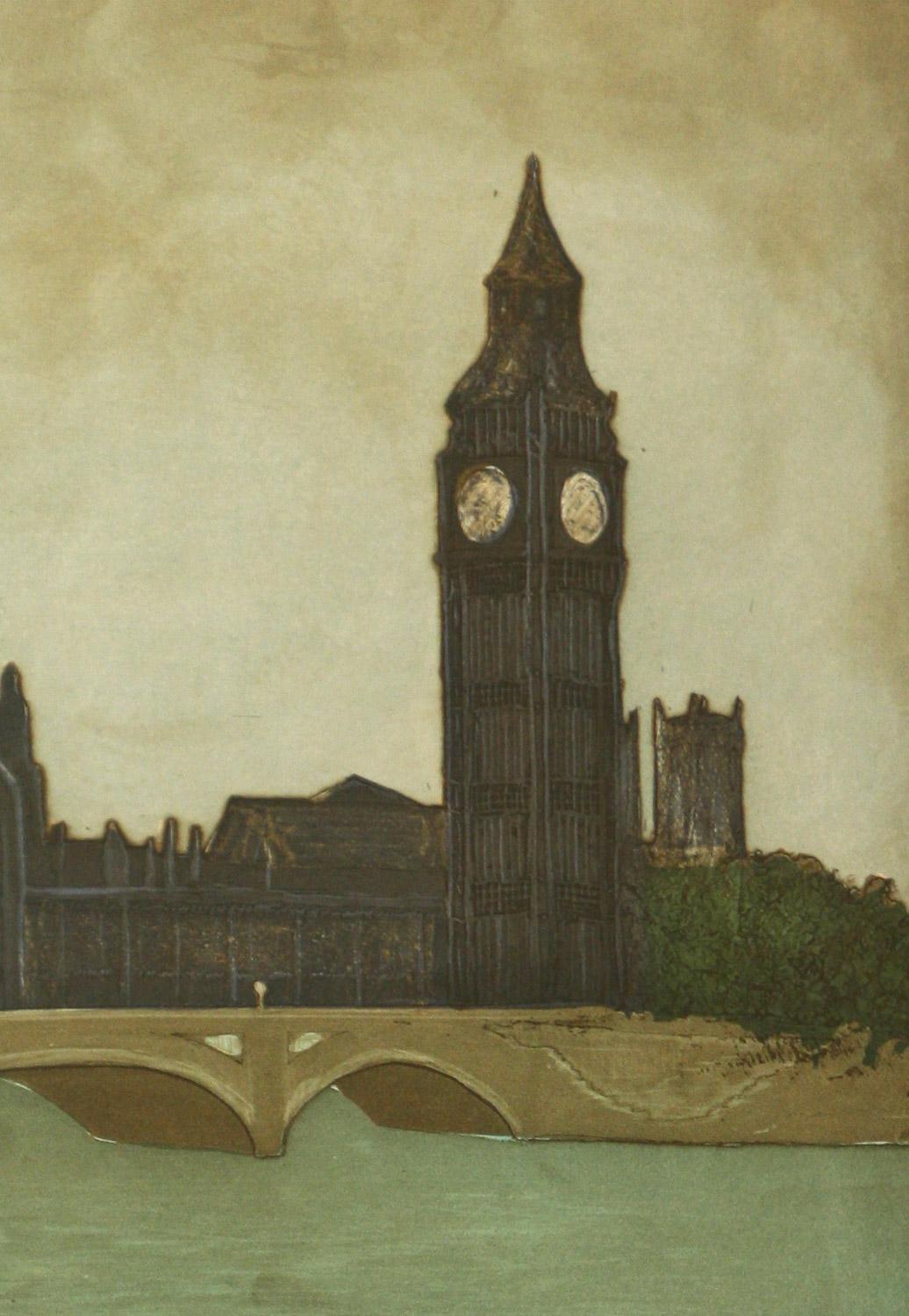 London, England original signed original aquatint etching by J.J. Regal - Print by J. J. Regal