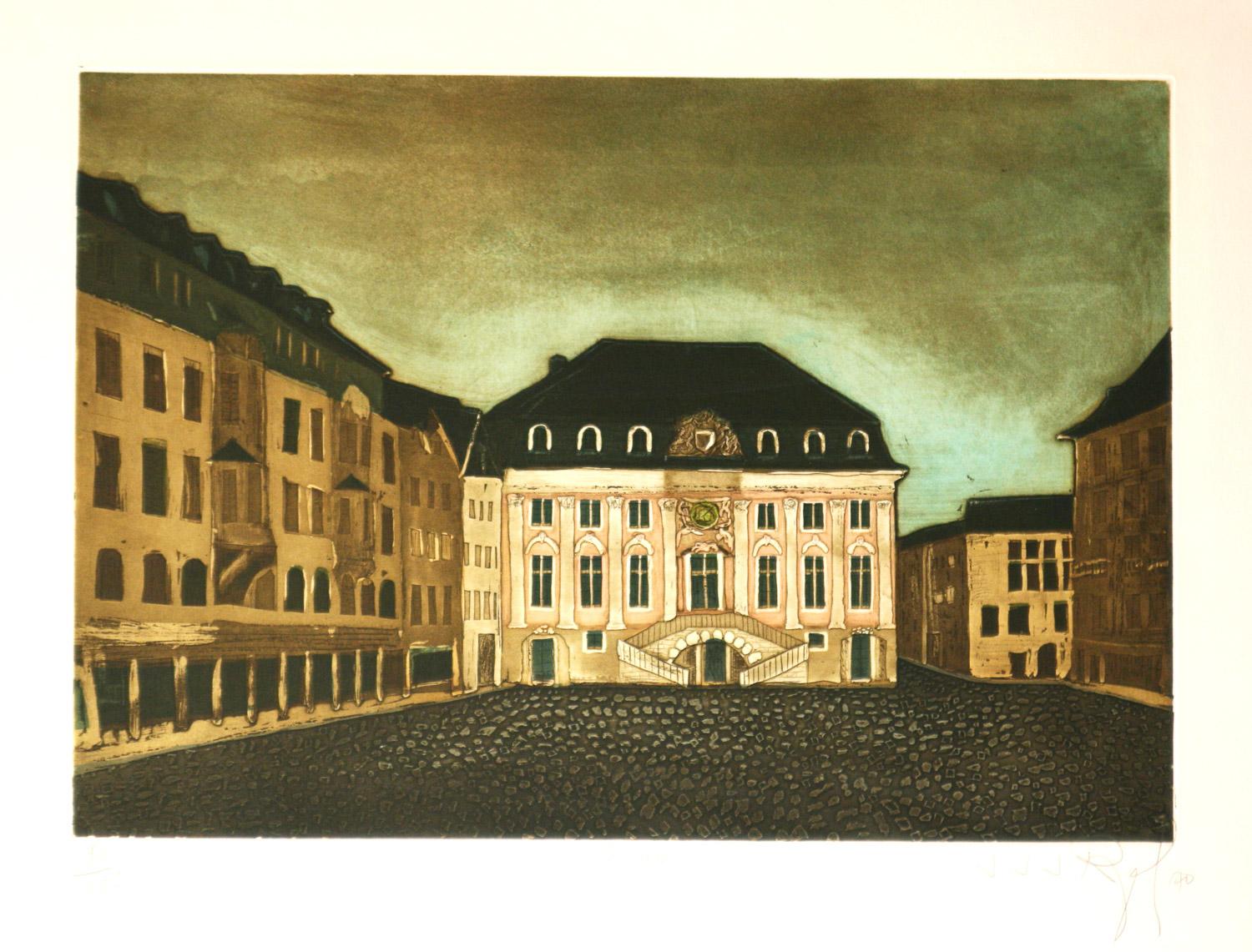 J. J. Regal Print - Bonn, Germany original limited edition aquatint etching by J.J. Regal