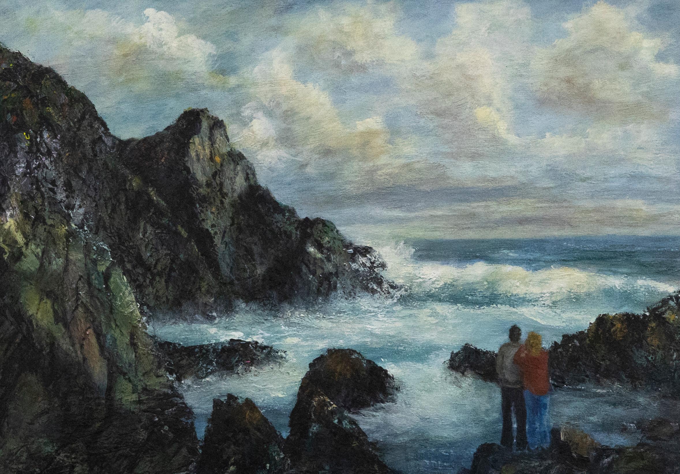 J. J. Walsh - Framed 20th Century Oil, Cornish Waves For Sale 3