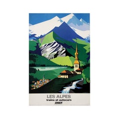 1966 original travel poster by the artist J. Jacquelin - SNCF Les Alpes