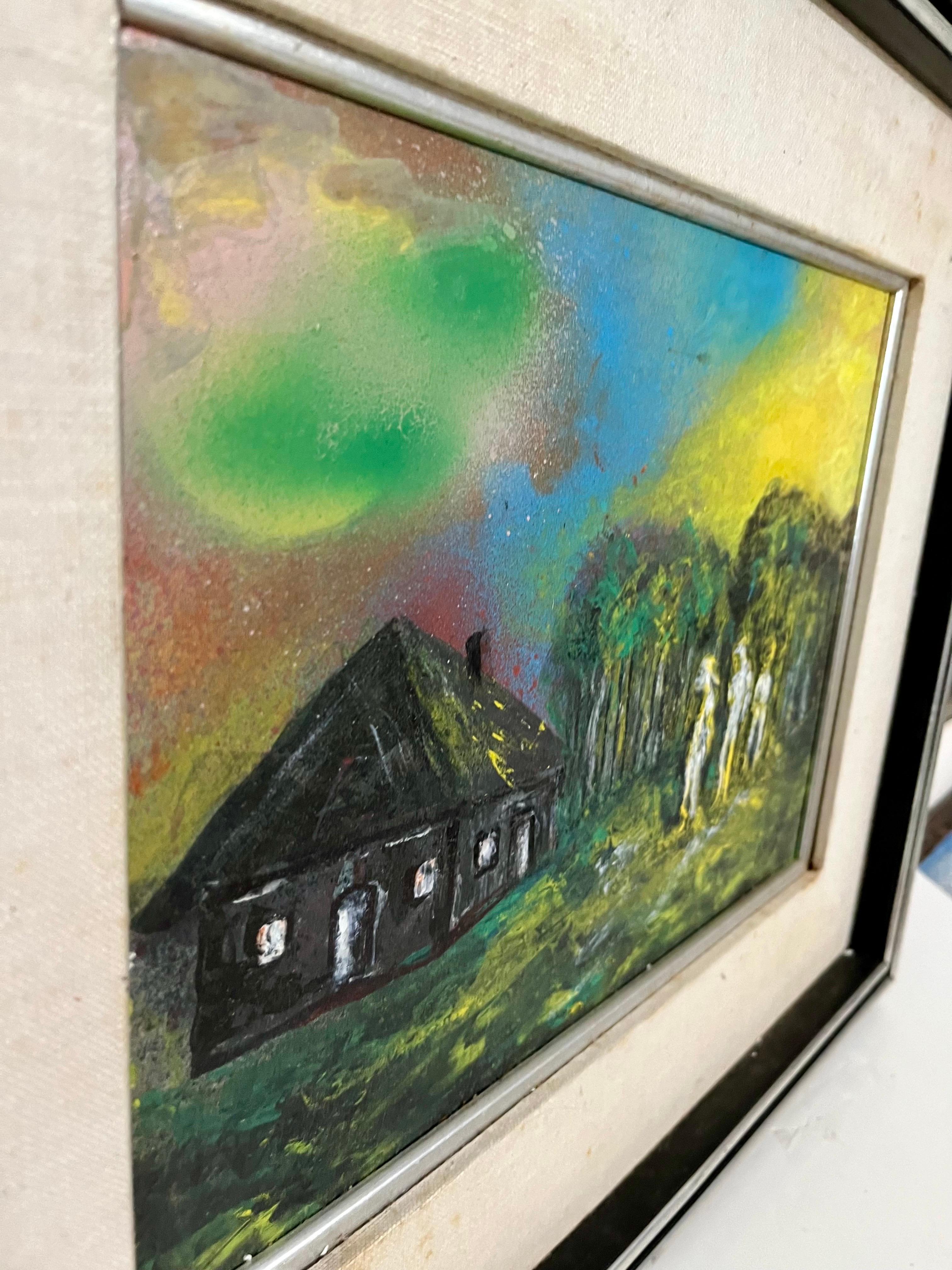 Pittura acrilica fluorescente Day Glo degli anni '70 Mod Surrealista J. James Akston in vendita 3