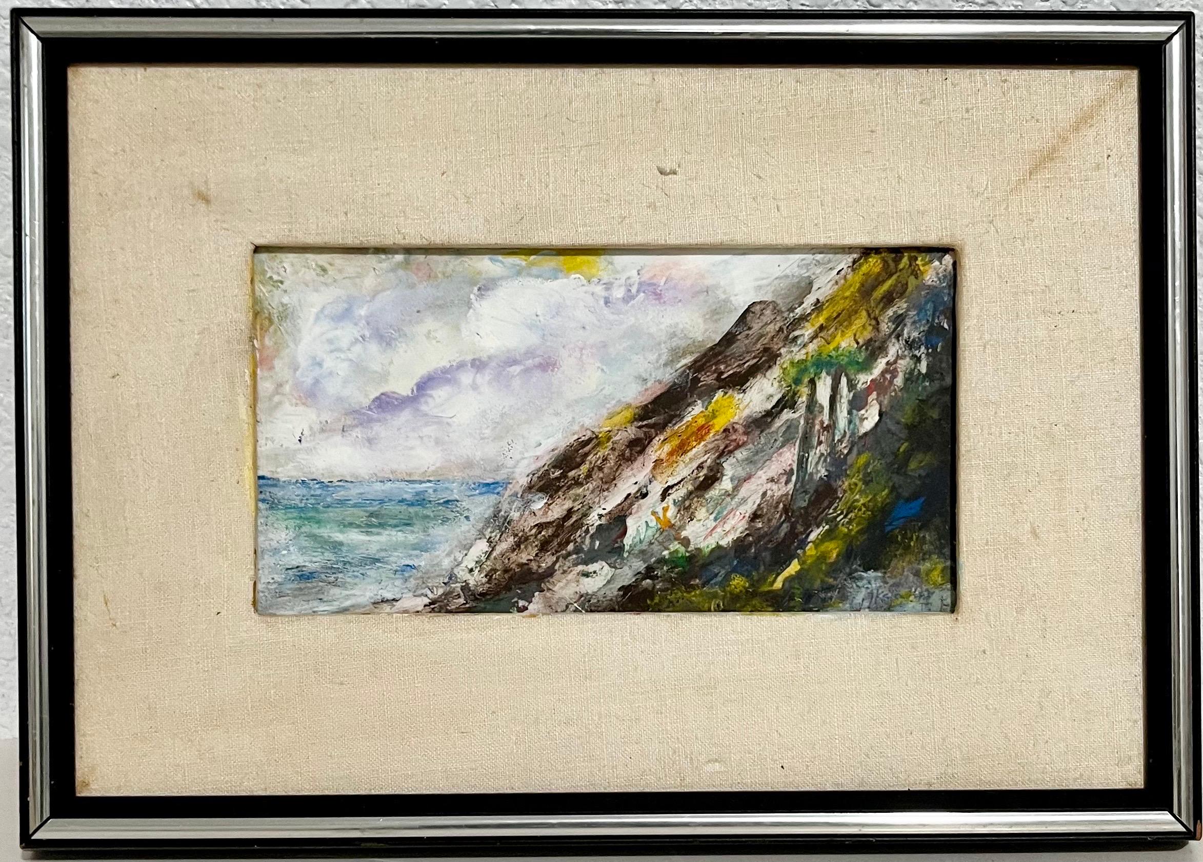 Modernistische Impasto-Malerei Berg mit Meereslandschaft J. James Akston im Angebot 1