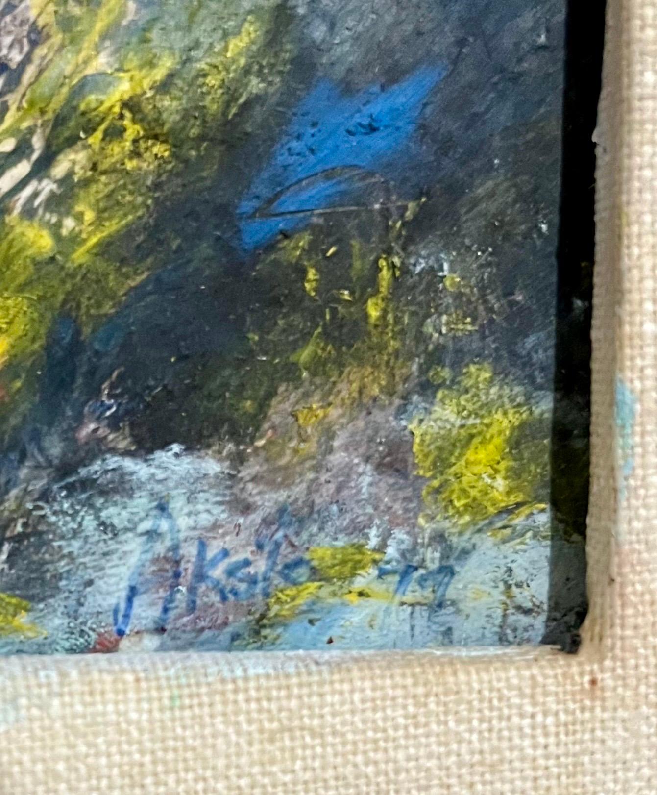 Modernistische Impasto-Malerei Berg mit Meereslandschaft J. James Akston im Angebot 2