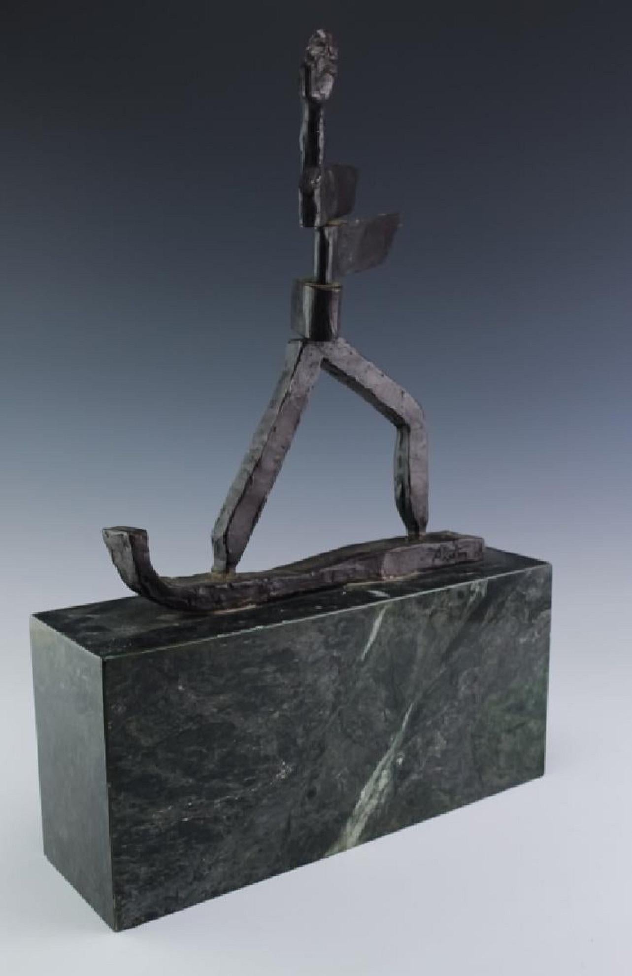 Kinetische expressionistische Bronze-Skulptur Skier oder Surfer Modernistische Sportfigur aus Bronze im Angebot 1