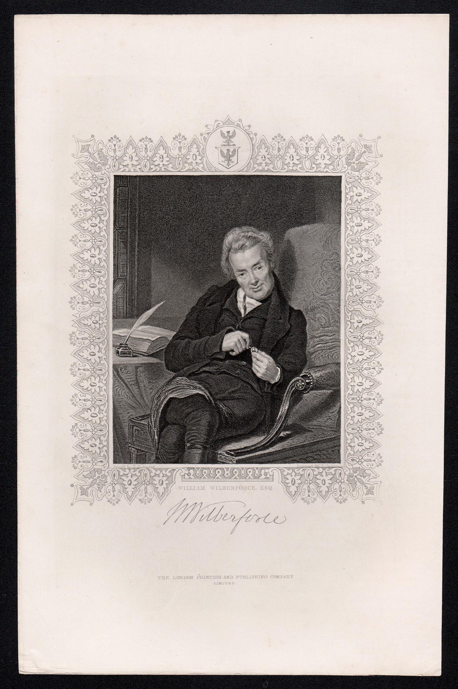 William Wilberforce, 19th century portrait engraving print - Print by J Jenkins after George Richmond 